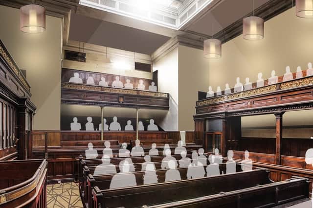 How Sheffield's Old Town Hall could look if a multi-million pound restoration goes ahead. The old court room could become a performance space (photo: Integreat Plus)