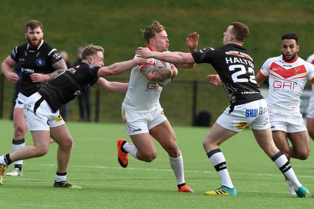 Sheffield Eagles in action against Swinton Lions. Picture: Andrew Roe.