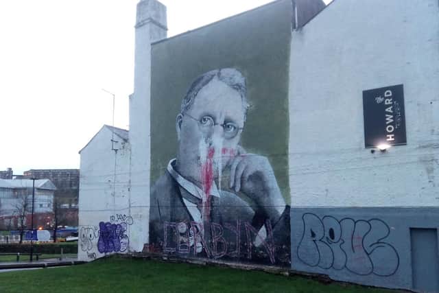 The Harry Brearley mural, on the side of The Howard pub in Sheffield