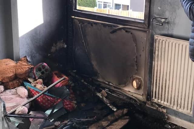 Indie-Rose's bedroom had been devastated by the fire on Saturday morning