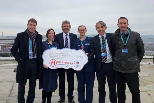 The Sheffield Children's Hospital helipad appeal got a big boost this week after HELP Appeal chief executive Robert Bertram presented the first instalment of 562,500 out of their 2.25M pledge to David Vernon-Edwards, director of The Childrens Hospital Charity.