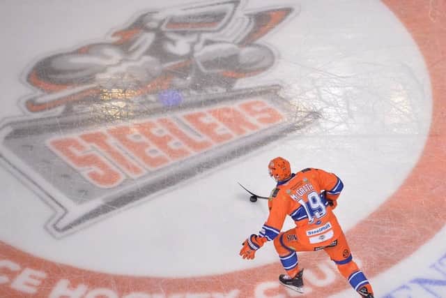 Evan McGrath on Steelers ice, picture by Dean Woolley