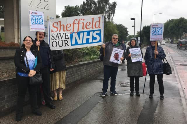 Protesters lobbying Sheffield CCG over proposals to postpone the closure of the city's walk-in centre and minor injuries unit.
