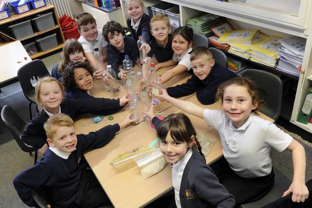 Pictured are Class Y2 making eye-spy bottles to help with meditation