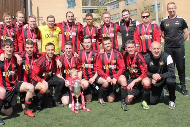 Garry Wright (back row, far right) with Stannington Village FC after they were crowned Sheffield Sunday Sports League Premier Division champions in 2017