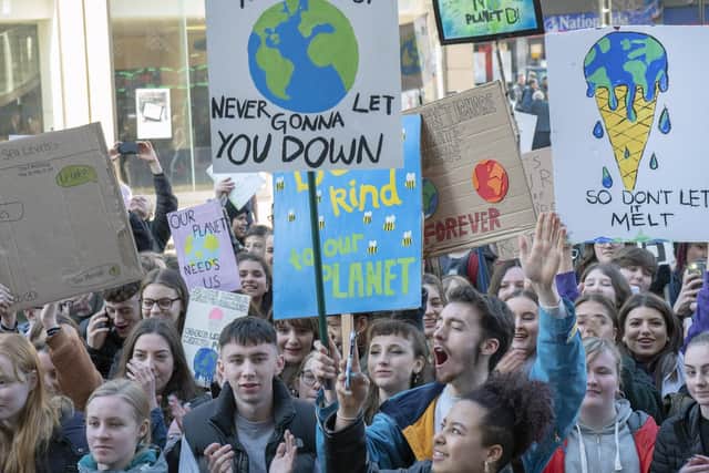 The Youth Climate Strike outside Sheffield Town Hall