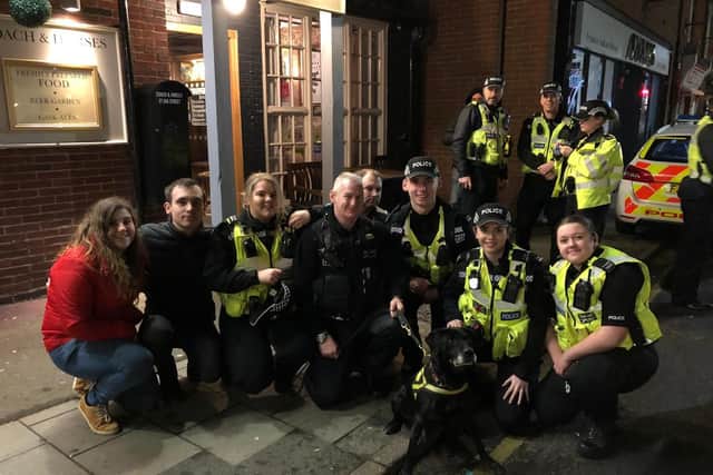 PD Duke with handler Paul and police officers from Ashbourne in Derbyshire.