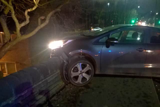 The police pursuit ended when the stolen Kia crashed into a wall