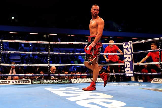 James DeGale reacts after his IBF World Super-Middleweight championship bout with Caleb Truax at the Copper Box, London.