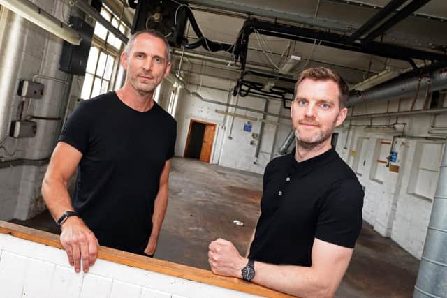 Adam Higgins and Tim Heatley, of Capital & Centric, pictured in what will become a two-bedroomed apartment.
