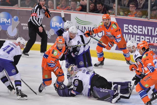 Robert Dowd is foiled by Glasgow Clan's defence on Wednesday