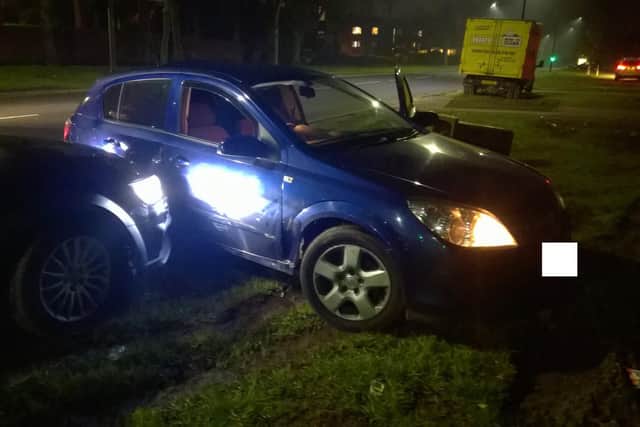 The driver of a stolen Vauxhall Astra abandoned the vehicle and fled after ramming a police car