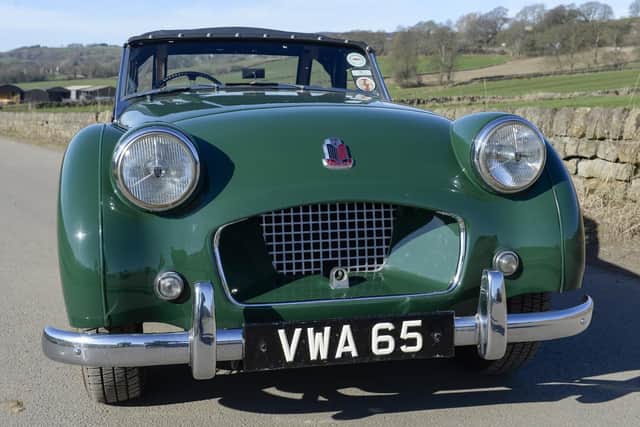 Mal Bishop of Spurr Cars at Loxley who wants to find a Sheffield buyer for this Sheffield registered Triumph TR2