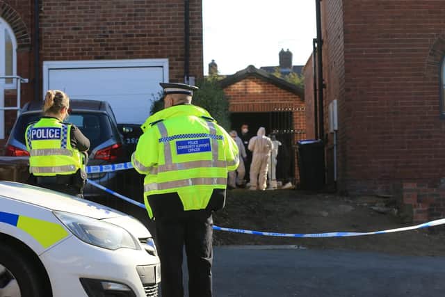 Polce at the scene on Wednesday. Picture: Chris Etchells