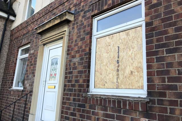 The couple's kitchen window was blown out by the explosion.
