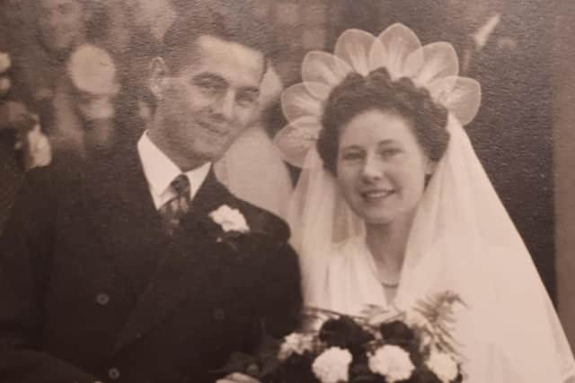 Gilbert and wife Marguerite on their wedding day.