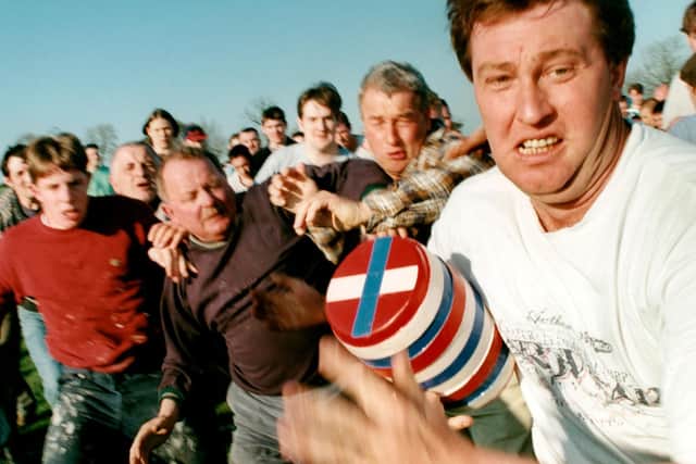 Bottle Kicking and Hare Pie Scramble. Hallerton, Leicestershire. Easter Monday. Photo by Andrew Robinson
