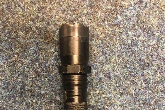 A stun gun disguised as a torch which police found at a property on Stanwell Avenue in Wincobank
