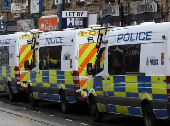 Police vans parked up in Hillsborough at a previous Sheffield derby