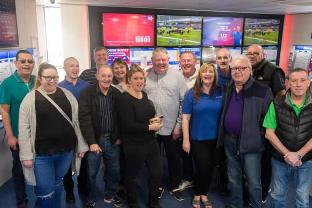 Glyn celebrates with workmates and friends (pic: Jon Parker Lee)