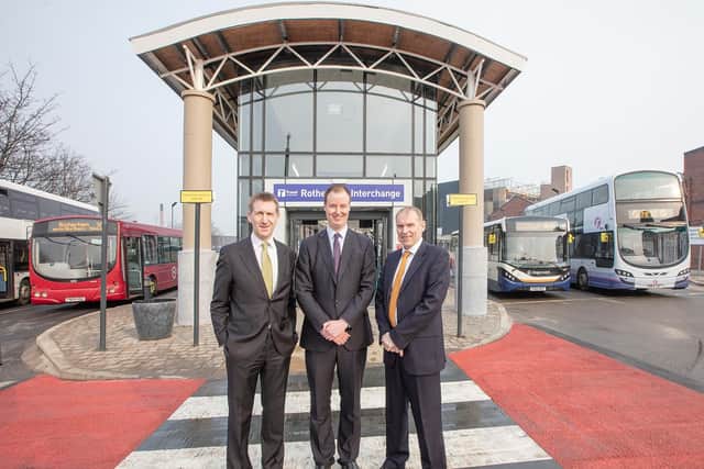 Sheffield City Region Mayor Dan Jarvis, Rotherham Borough Council leader Chris Read and SYPTE director Stephen Edwards.