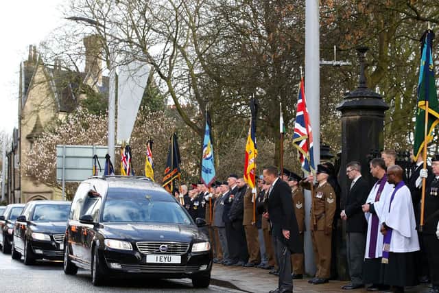 The Funeral procession arrives at the funeral service for Gordon Banks at Stoke Minster. Picture: Nick Potts/PA Wire