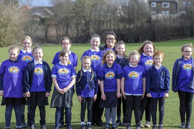Girls from Stocksbridge Junior School take part in the Mini Mermaid Running Club. Picture Scott Merrylees