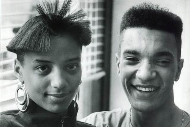 Kevin Lawson, Sheffield hairdresser, with Julie Stewart - August 1987
