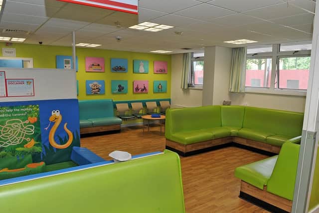 A&E waiting room at Sheffield Children's Hospital.