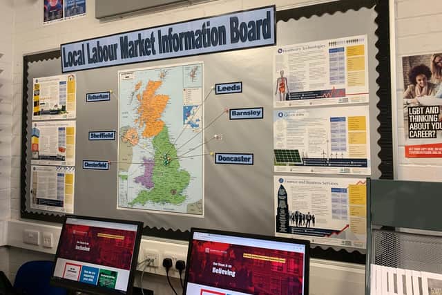 Boards are displayed around the careers hub offering students advice for the future