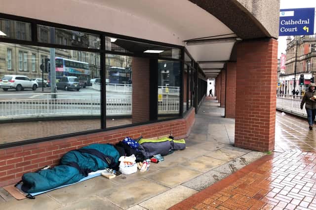 People sleeping rough in Sheffield city centre.