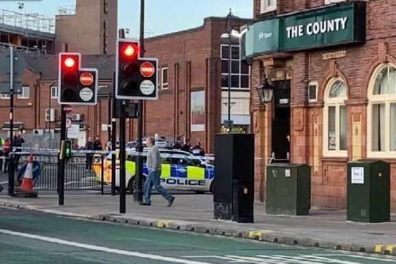 A man was seriously injured in an attack outside The County in Rotherham town centre on Saturday afternoon