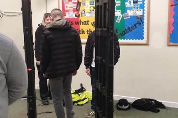 A knife arch has been used in schools in Rotherham this morning