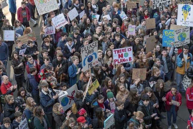 Youth Climate Strike outside Sheffield Town Hall. Picture Scott Merrylees