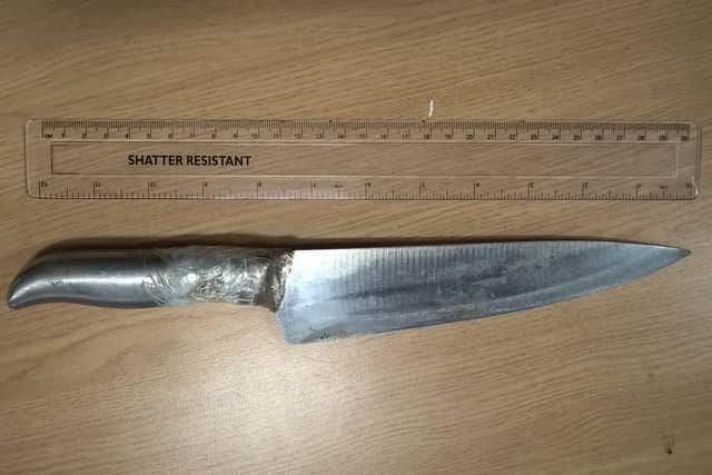 A building engineer found this knife in a block of flats in Sheffield. Picture: Sheffield Central neighbourhood police team.