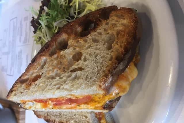 A two cheese, tomato and herb toastie on offer from The Delightful Touch, a cafe in Sheffield.