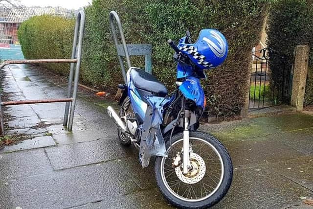 A police officer was injured when he rugby tackled a scooter rider to the ground in Sheffield