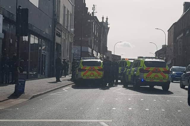Armed police swoop on a car in Attercliffe. Picture: Sheffield Online.