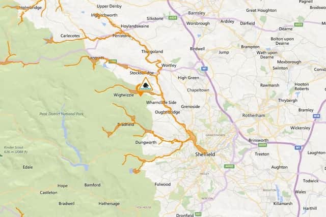 This map shows the extent of the flood alert in place