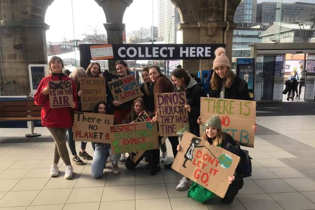 Students protesting against climate change in Sheffield