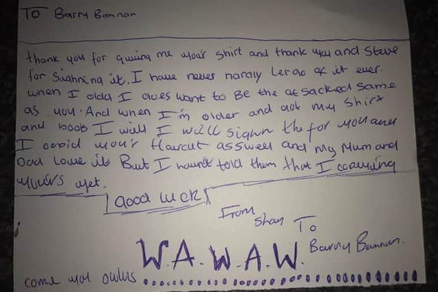 Shay O'Grady's letter to Barry Bannan.