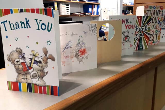 Some of the thank you cards received by staff at Sheffield Teaching Hospitals NHS Foundation Trust