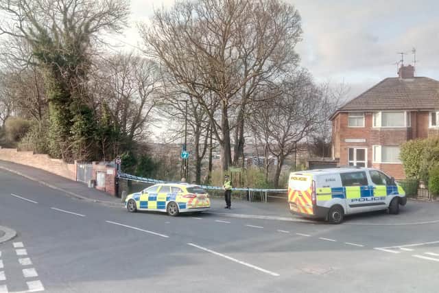 A police cordon was put in place at an entrance to Osgathorpe Park. Picture and video: Sam Cooper / The Star