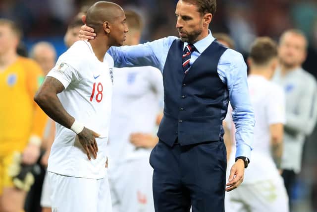 England manager Gareth Southgate with Ashley Young