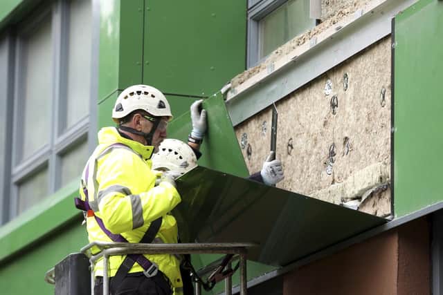 Cladding on the Hanover Tower block in Sheffield, South Yorkshire, was taken down after it failed a fire safety test. Sheffield Council said a single element of covering on the Hanover tower block in Exeter Drive, Broomhall, failed the inspection