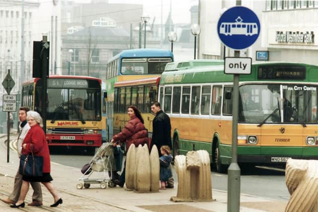 Wall to wall buses on High Street in 1996.