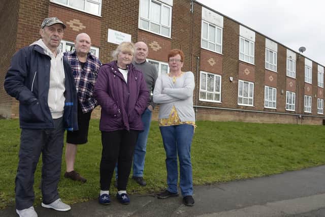 Residents at Elm Tree house who are complaining about vandalism at the premises
Frank Deighton, John Smith, Mavis McLennan, Peter Burke  and Linda Bramley