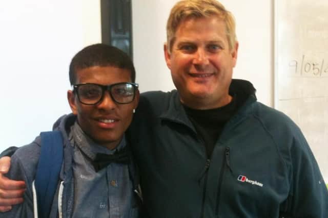 Andy Tiplady, pictured with Kavan Brissett, aged 16.