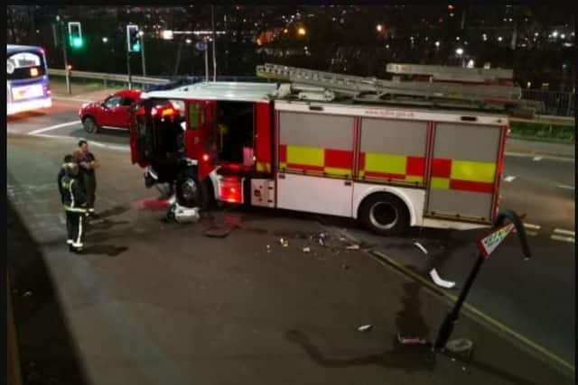 A fire engine was involved in a crash in Sheffield