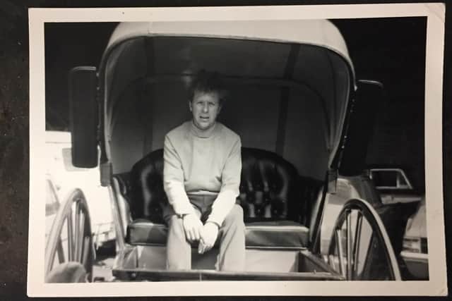 Albert Clayton in the 1970s with a horse-drawn carriage from 1846.